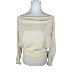 Stylive Ribbed Long Sleeve Off the Shoulder Knit Top NWT